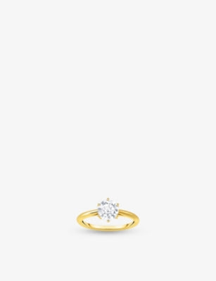 Thomas Sabo Solitaire 18ct Yellow Gold-Plated 925 Sterling Silver Brilliant-Cut Cubic Zirconia Ring