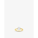 Solitaire 18ct Yellow Gold-Plated 925 Sterling Silver and Brilliant-Cut Cubic Zirconia Ring - 54mm