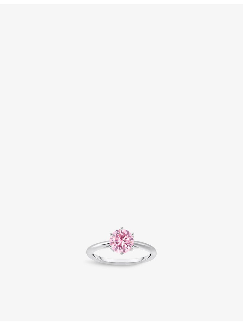 Thomas Sabo silver solitaire ring with pink cubic zirconia - British product
