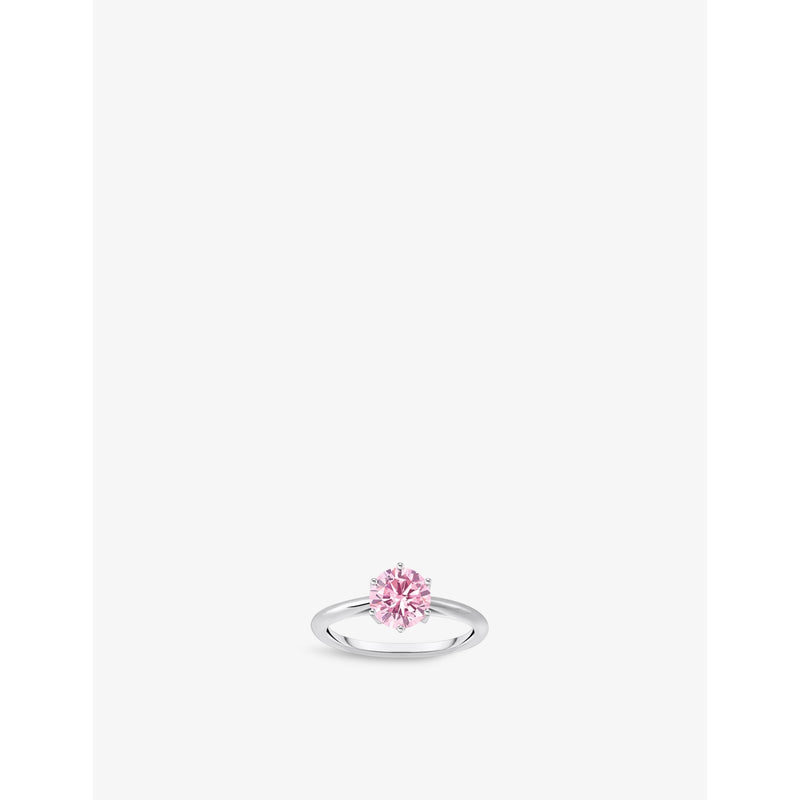Thomas Sabo silver solitaire ring with pink cubic zirconia - British product