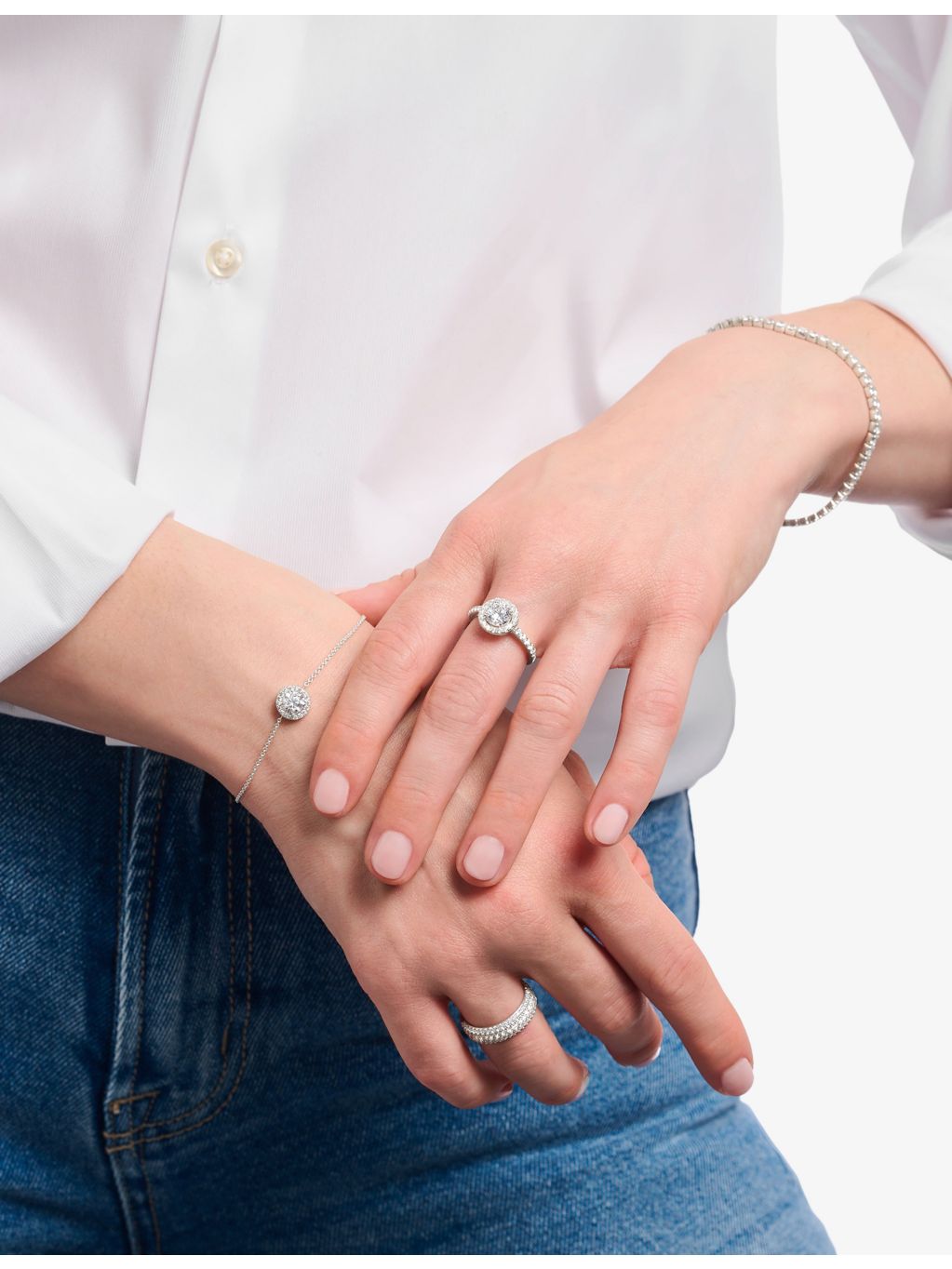 Thomas Sabo sterling silver halo ring with cubic zirconia (British brand)