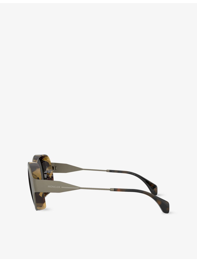 Moncler ME4005T round-frame metal sunglasses with UV-protected lenses, UK version