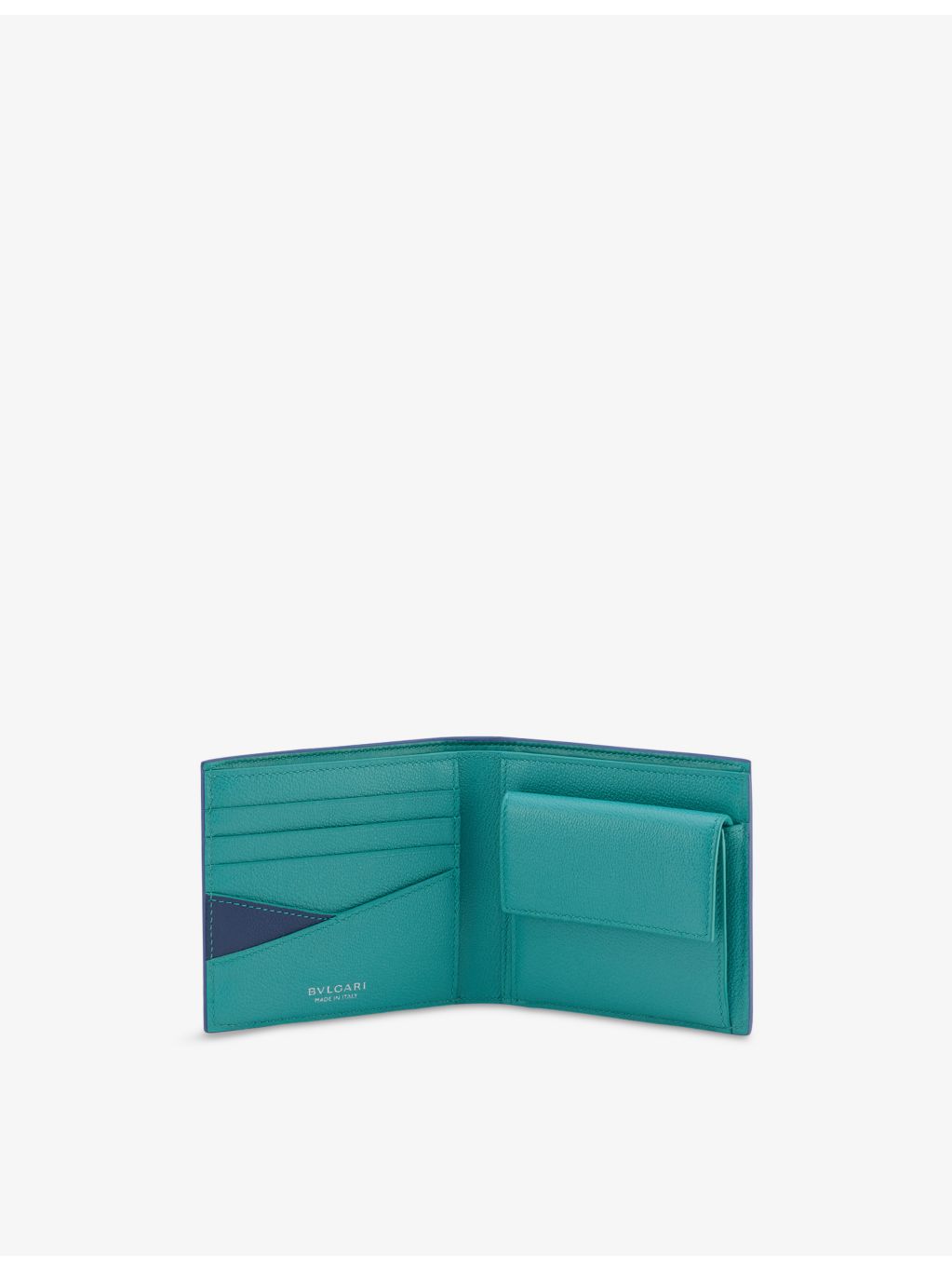 Bvlgari leather wallet with grained finish and flap closure, (British brand)
