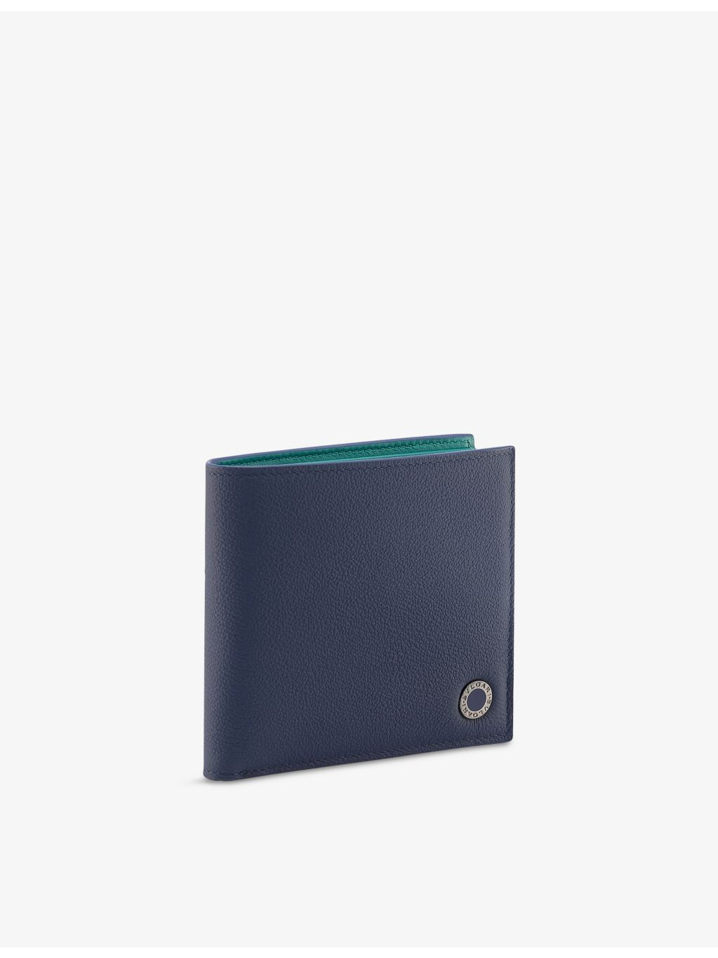 Bvlgari leather wallet with grained finish and flap closure, (British brand)