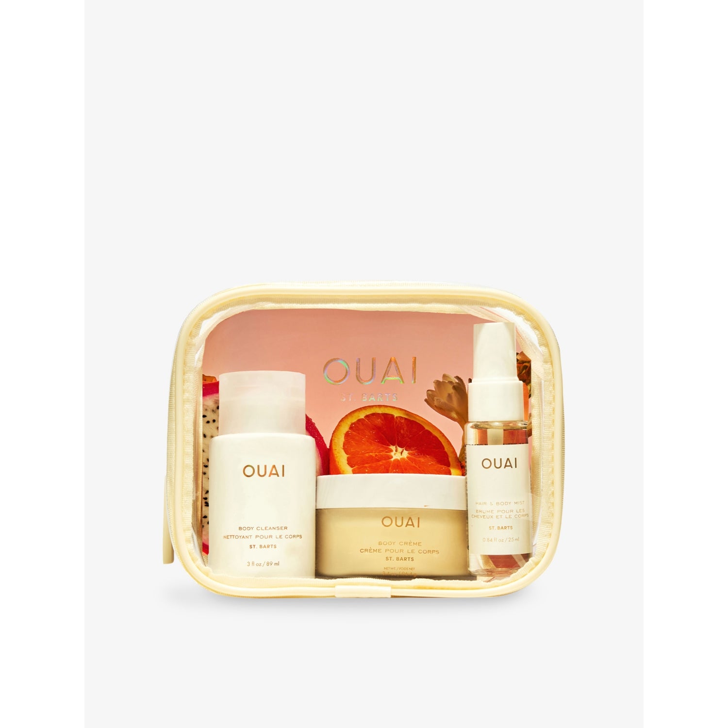 OUAI St Barts travel kit with minis, imported from the UK