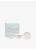 anna + nina ceramic breakfast set with good morning text, imported from the UK