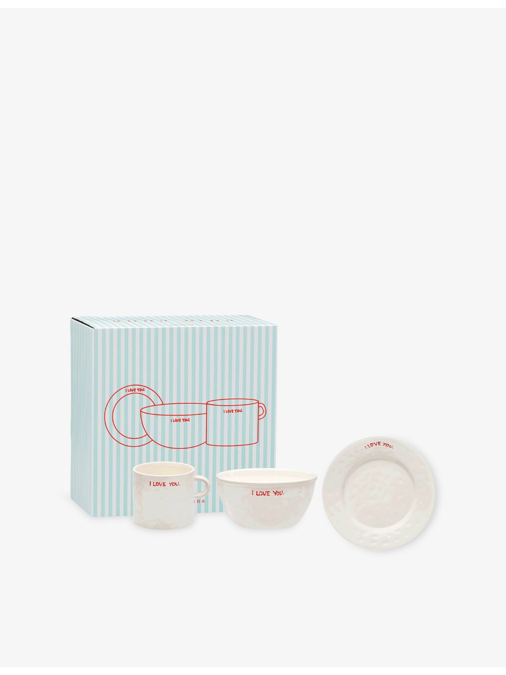 anna + nina I Love You breakfast set, imported from the UK