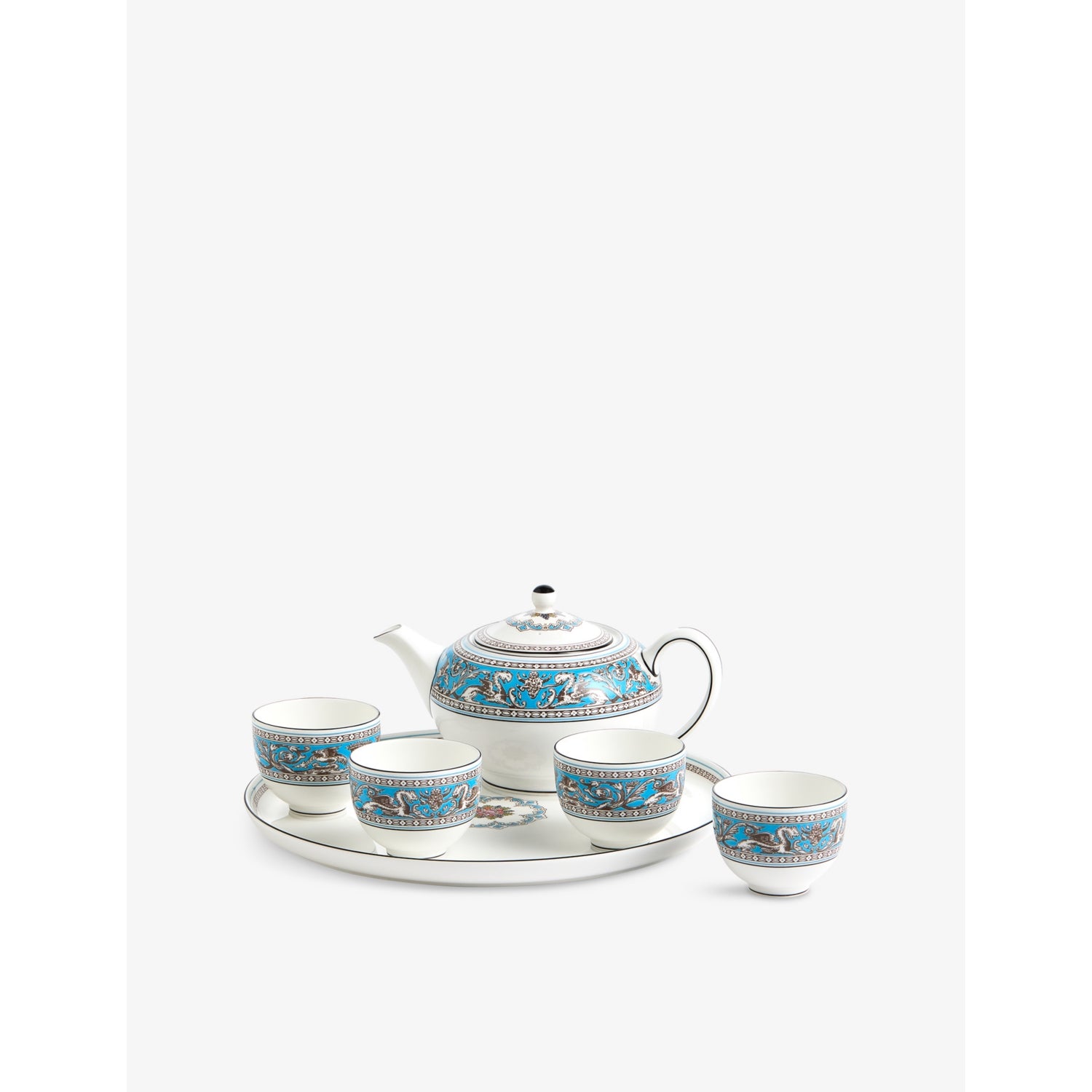 Wedgwood Florentine turquoise bone china teaware set, UK version