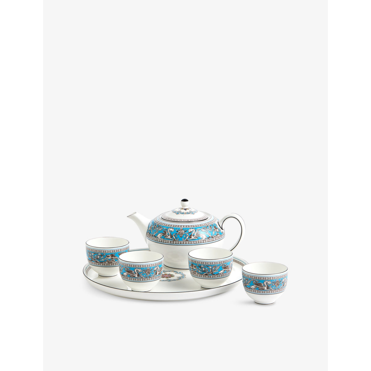 Wedgwood Florentine turquoise bone china teaware set, UK version