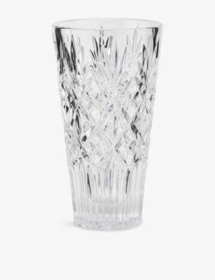 Royal Doulton crystal vase geometric diamond pattern 25cm, UK version