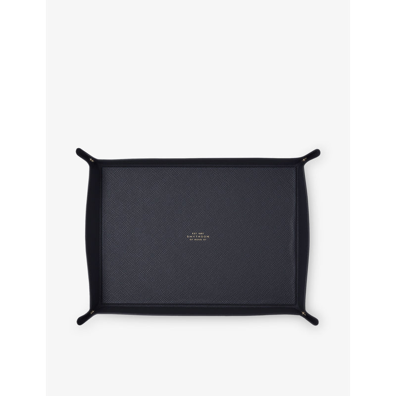 Smythson large rectangular leather trinket tray 26x18cm, UK version