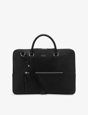 Smythson slim leather briefcase, imported from the UK