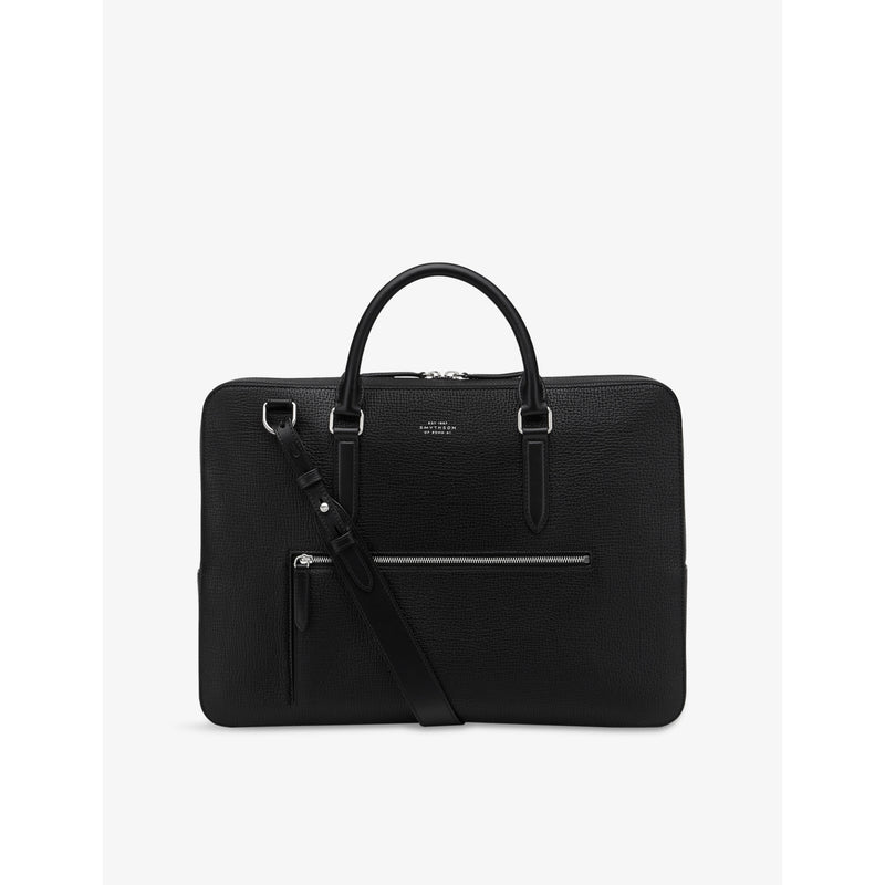 Ludlow Slim Leather Briefcase - BLACK