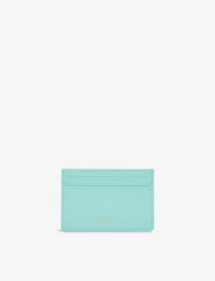 Smythson flat leather card holder in cross-grain - British product