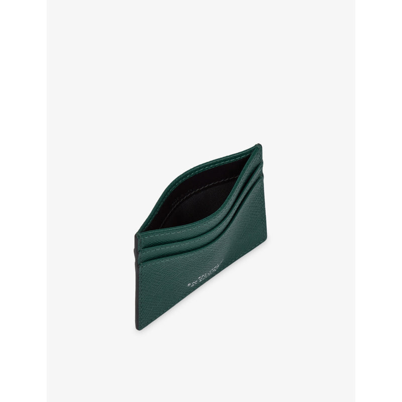 Smythson flat leather card holder in cross-grain - British product