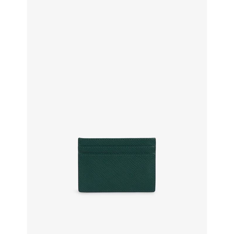 Smythson flat leather card holder in cross-grain - British product