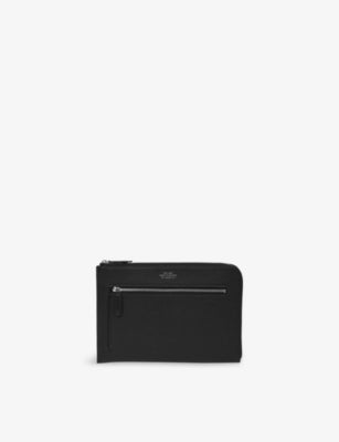 Smythson black leather flat travel organiser, UK version