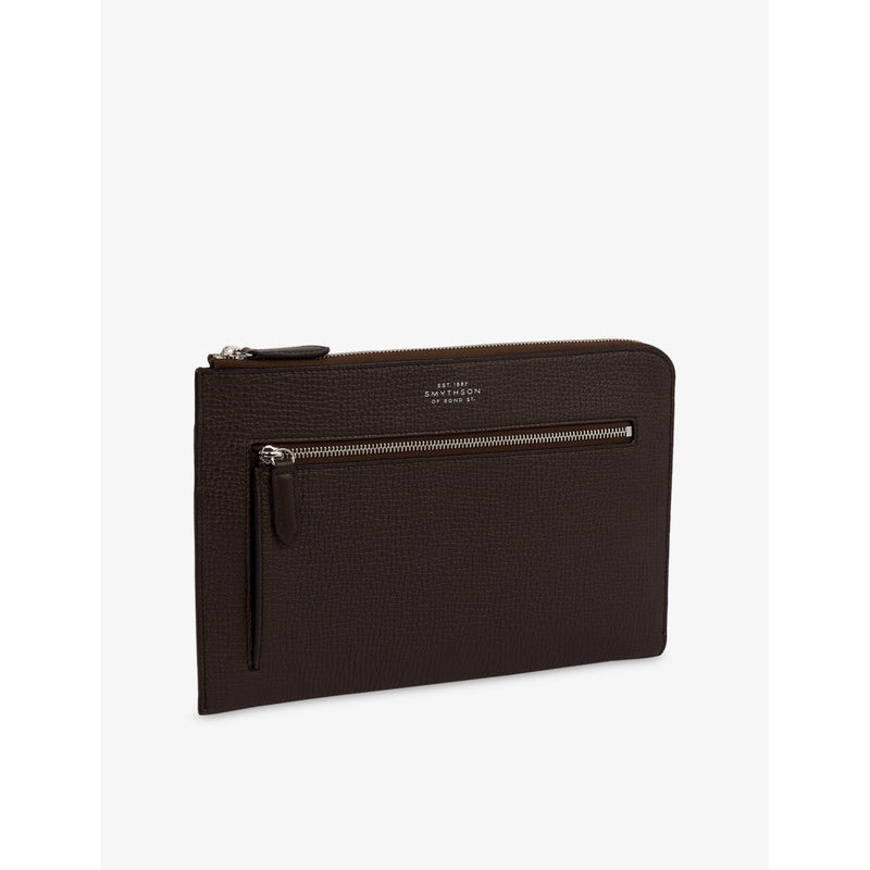 Smythson black leather flat travel organiser, UK version