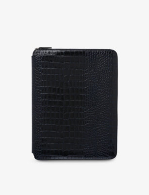 Smythson Mara croc-embossed leather writing folder 33cm - British product