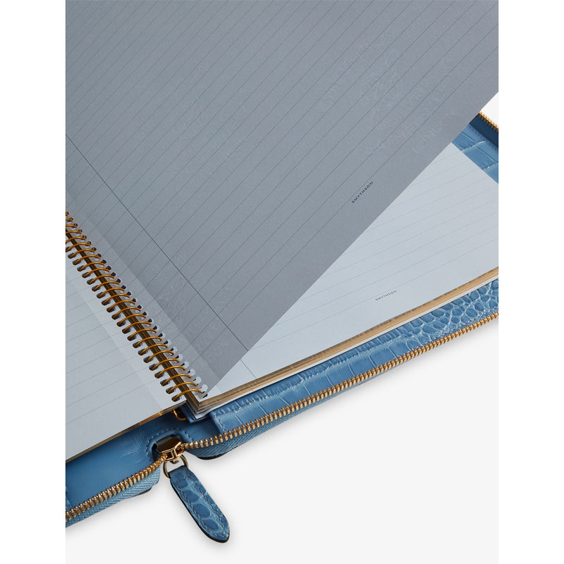 Smythson Mara croc-embossed leather writing folder 33cm - British product