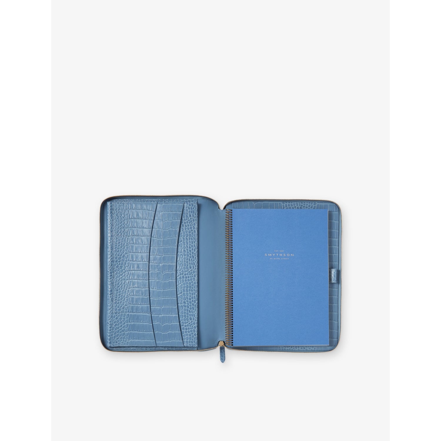 Smythson Mara croc-embossed leather writing folder 33cm - British product