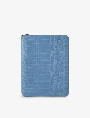 Smythson Mara croc-embossed leather writing folder 33cm - British product