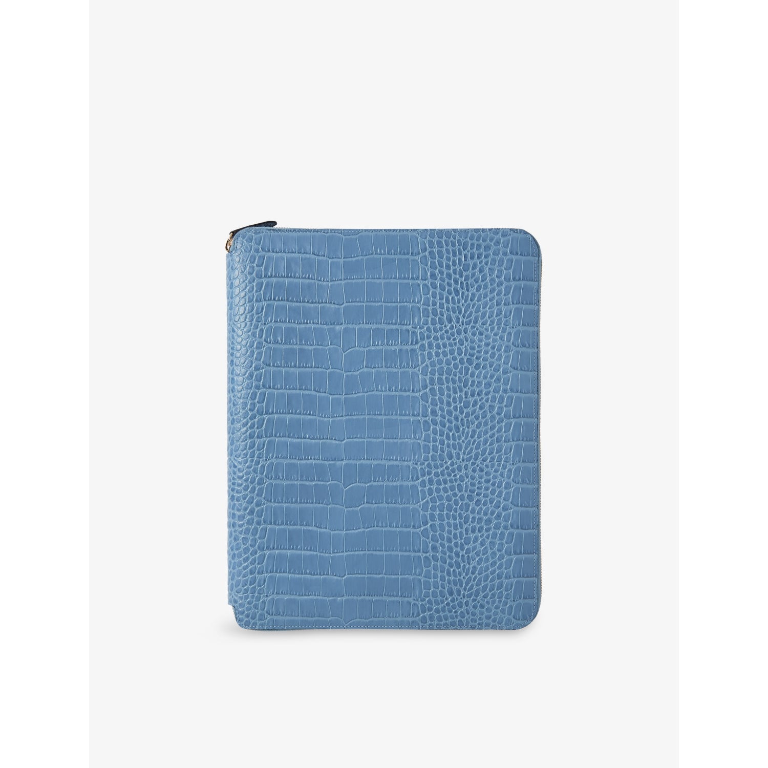 Mara Zipped A4 Croc-Embossed Leather Writing Folder 33cm x 25cm - NAVY