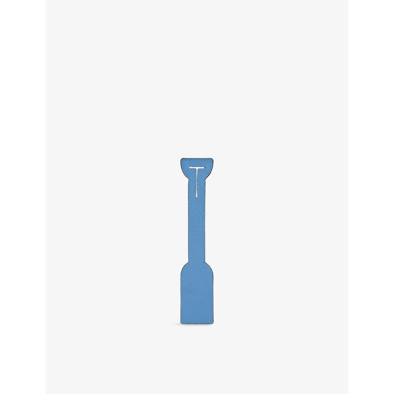 Smythson Panama leather travel tag for luggage, UK version