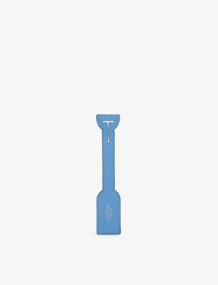 Smythson Panama leather travel tag for luggage, UK version