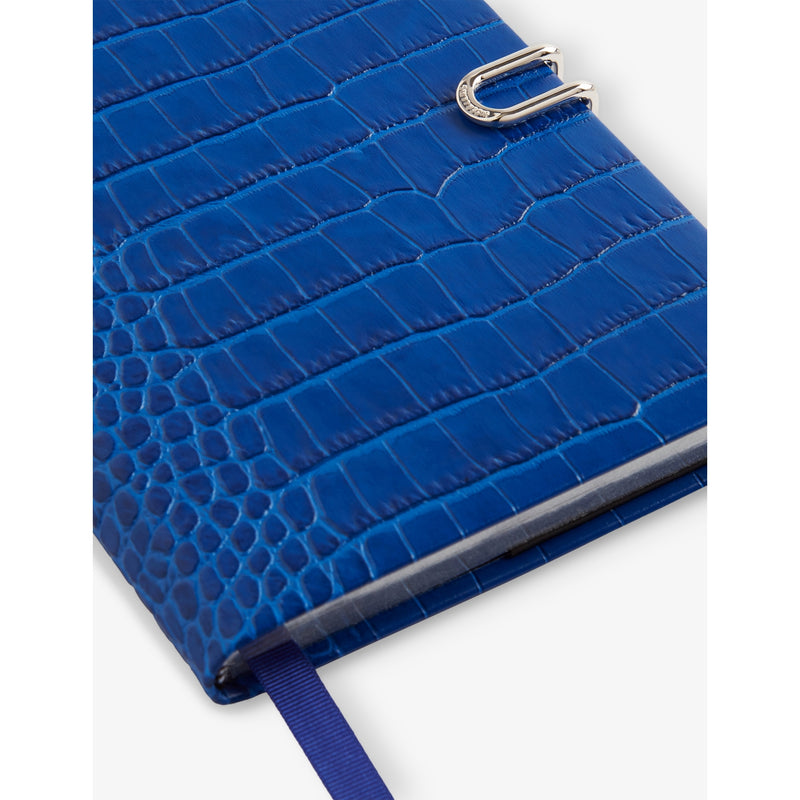 Smythson Soho leather notebook, mock-croc finish 19cm, imported from the UK