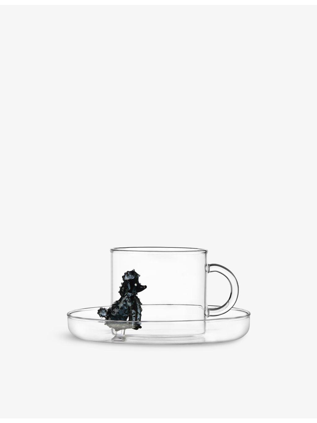 Ichendorf poodle borosilicate glass tea cup and saucer set, UK version