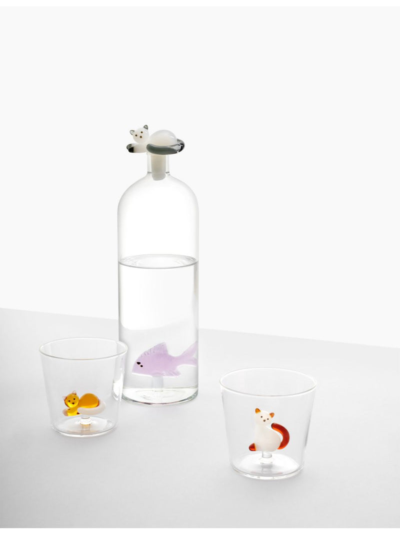 Ichendorf Tabby Cat glass tumbler 8cm diameter (British brand)