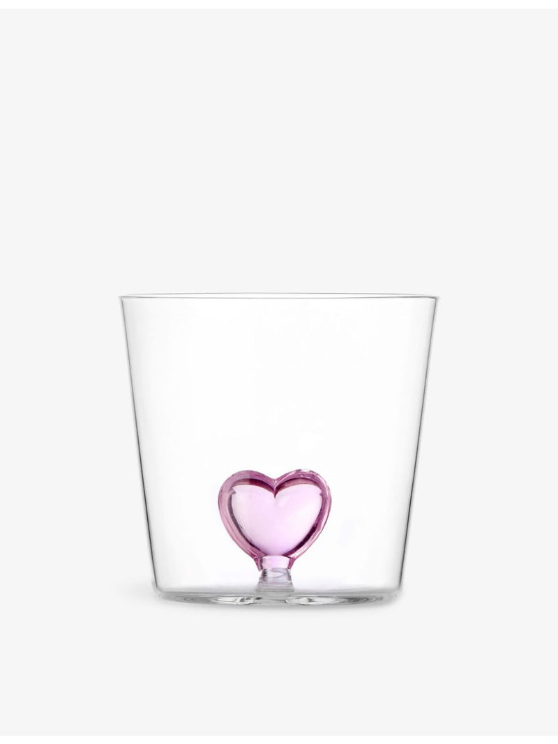 Ichendorf borosilicate glass tumbler pink heart design 8cm, UK version