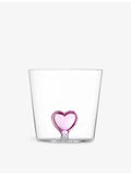 Ichendorf borosilicate glass tumbler pink heart design 8cm, UK version