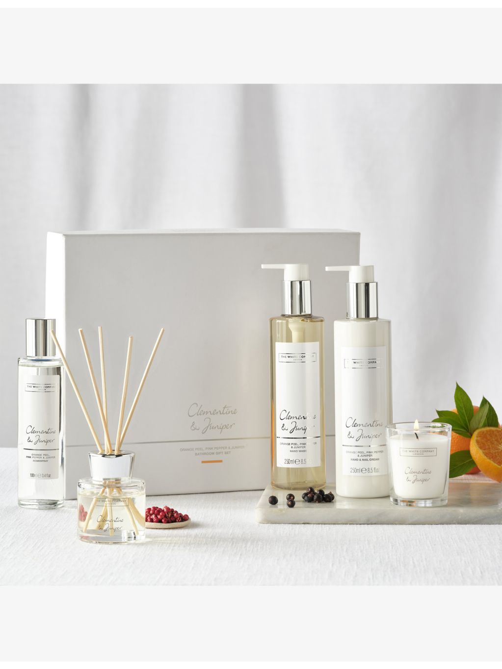 White Company Clementine & Juniper bathroom gift set, UK version
