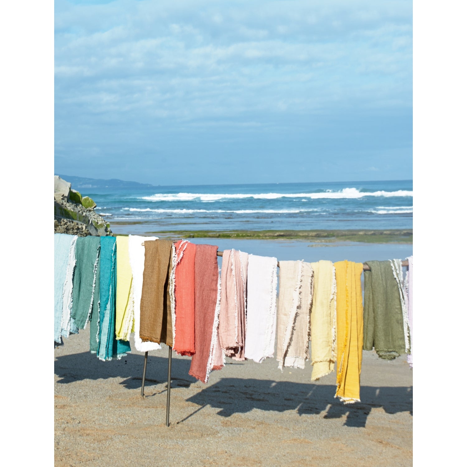 Maison de Vacances crumpled washed linen throw 140cm x 250cm, UK version