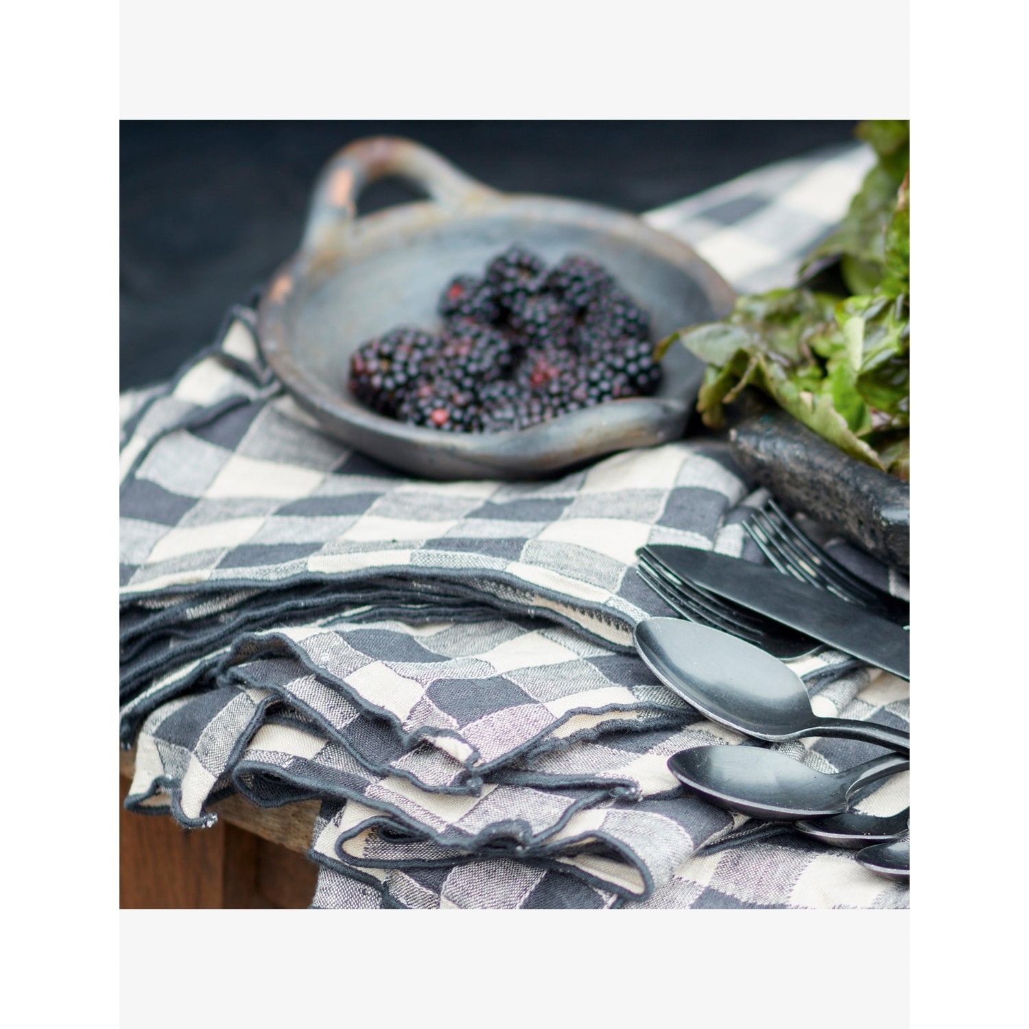 Maison de Vacances vintage check-print linen napkin 43cm - British product