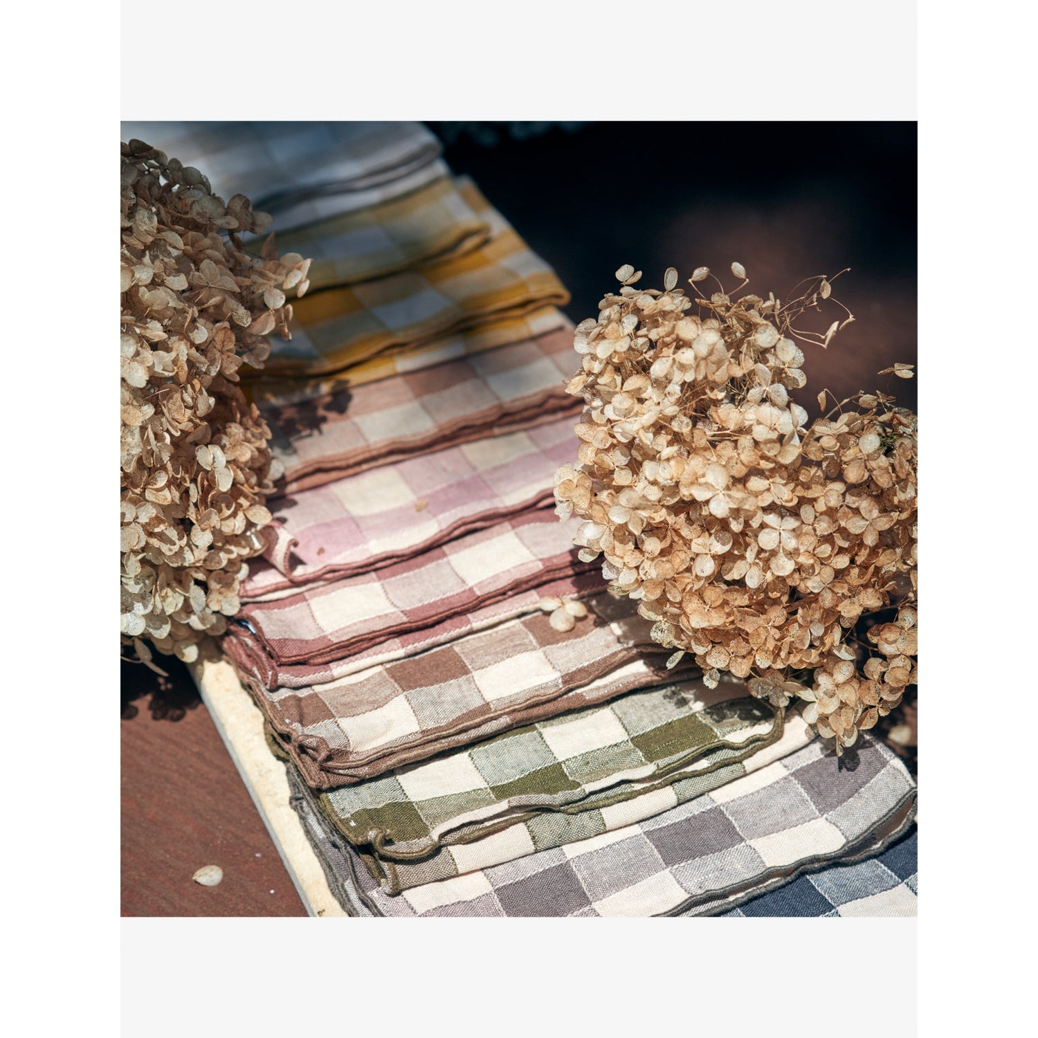 Maison de Vacances vintage check-print linen napkin 43cm - British product