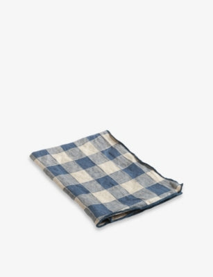 Maison de Vacances vintage check-print linen napkin 43cm - British product