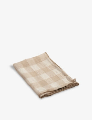 Maison de Vacances Check-Print Vintage Linen Napkin 43cm x 43cm