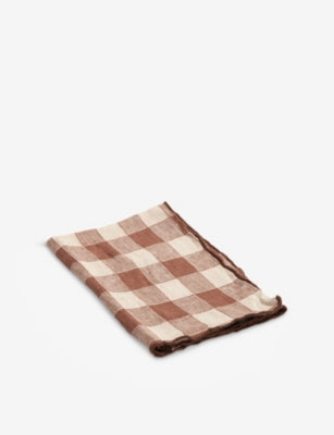 Maison de Vacances Check-Print Vintage Linen Napkin 43cm x 43cm