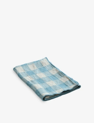 Maison de Vacances Check-Print Vintage Linen Napkin 43cm x 43cm