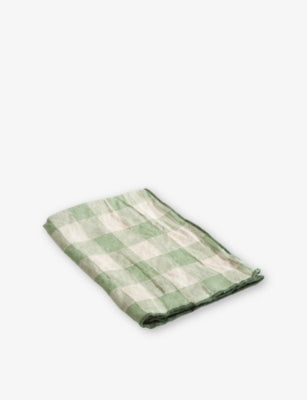 Maison de Vacances Check-Print Vintage Linen Napkin 43cm x 43cm
