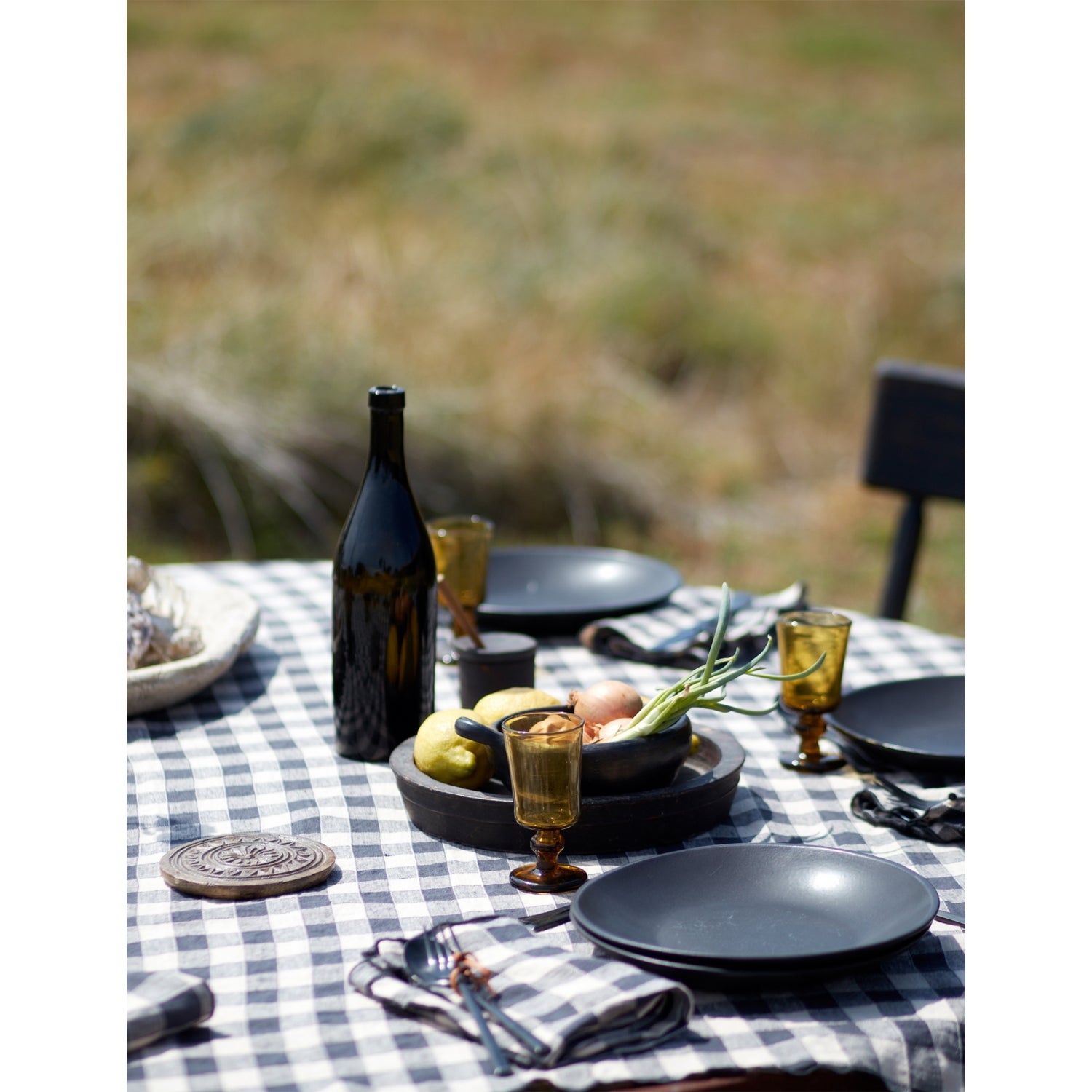 Maison de Vacances linen tablecloth Vichy check 170x240cm, imported from the UK