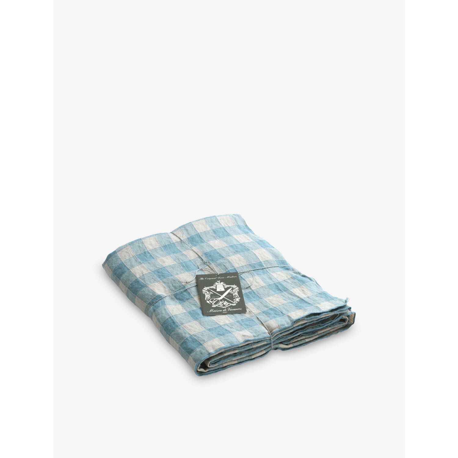 Vintage Vichy Linen Tablecloth 170cm x 240cm - Bleu De Delft