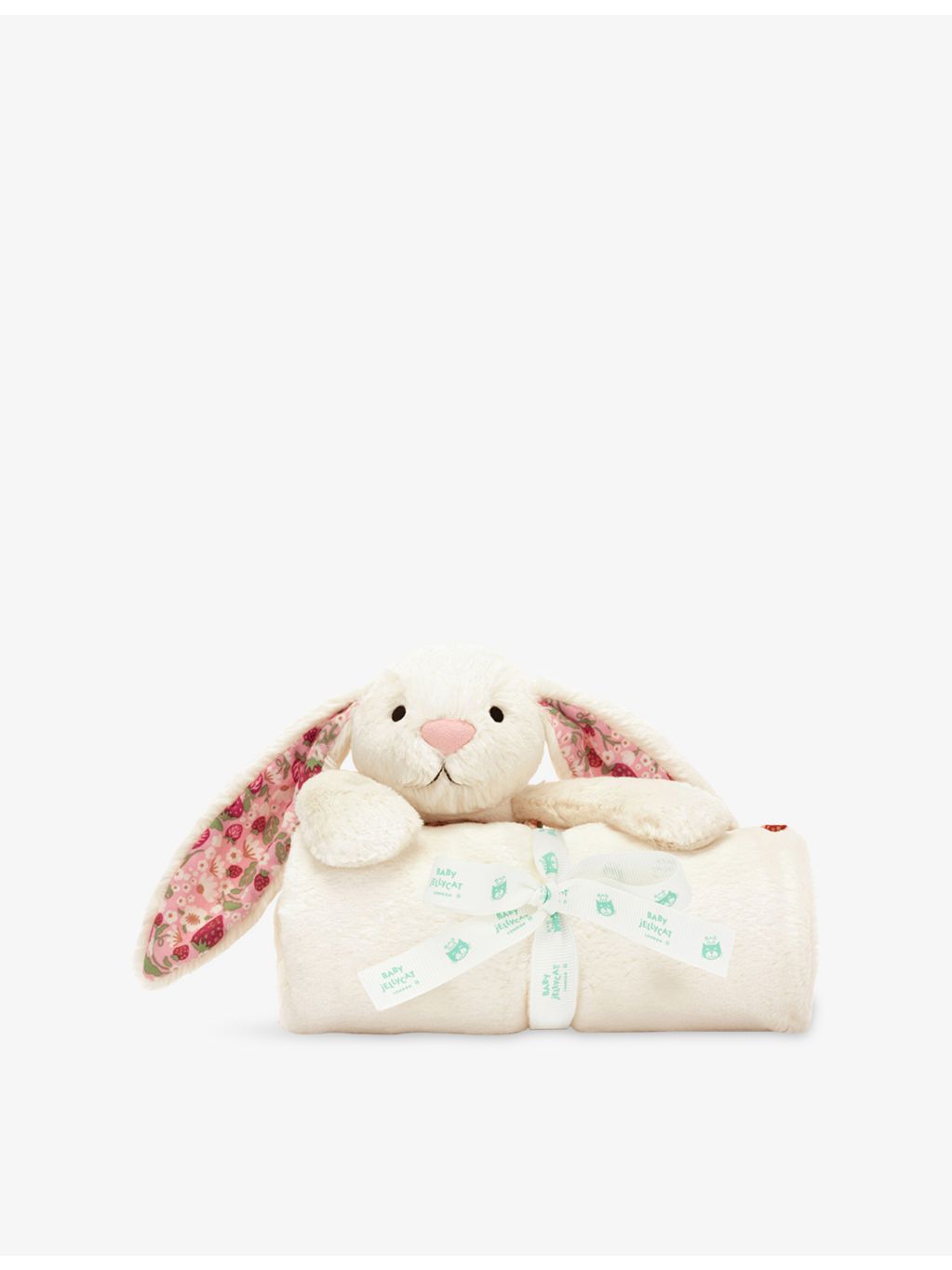 Jellycat Blossom Bunny Berry faux-fur blankie 56x70cm - British product