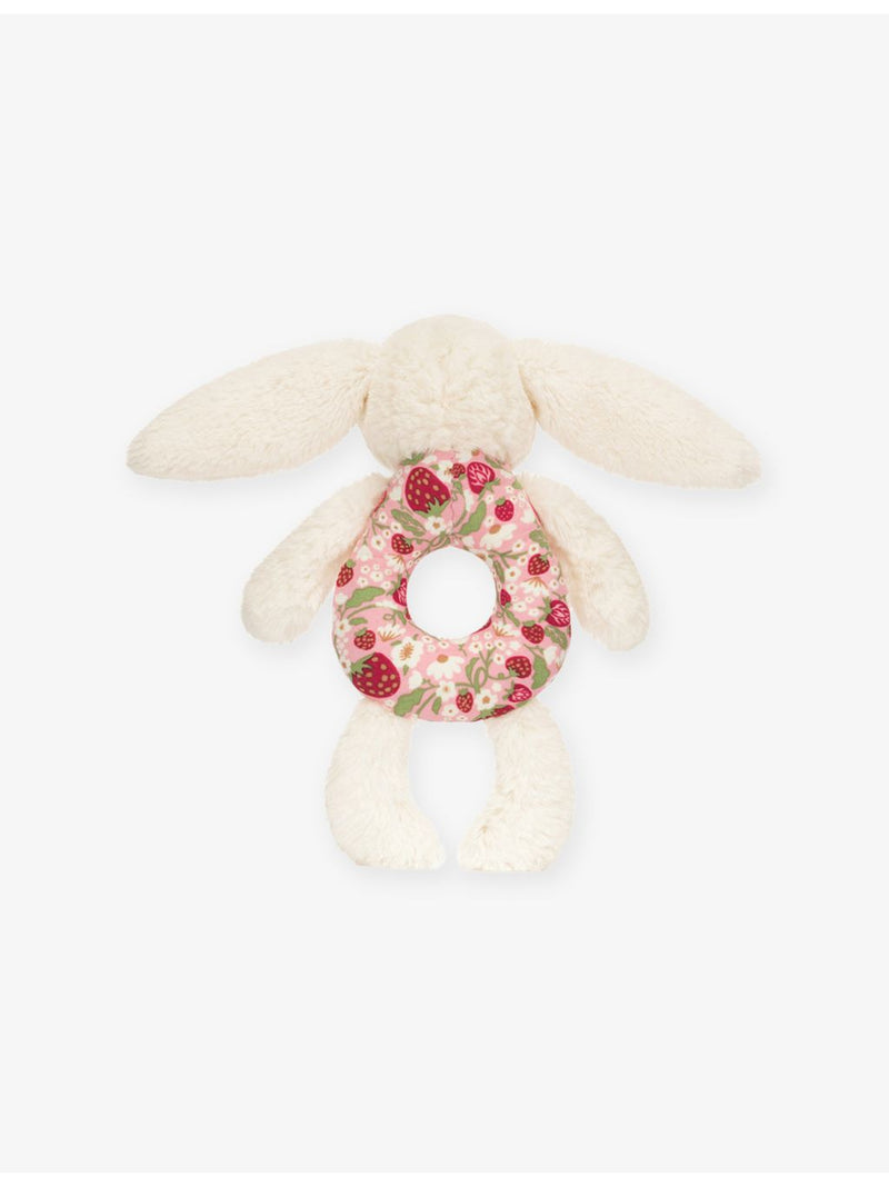 Jellycat Blossom Bunny Berry faux-fur ring rattle 18cm, imported from the UK