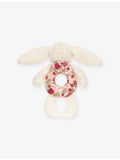 Jellycat Blossom Bunny Berry faux-fur ring rattle 18cm, imported from the UK