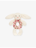 Jellycat Blossom Bunny Berry faux-fur ring rattle 18cm, imported from the UK