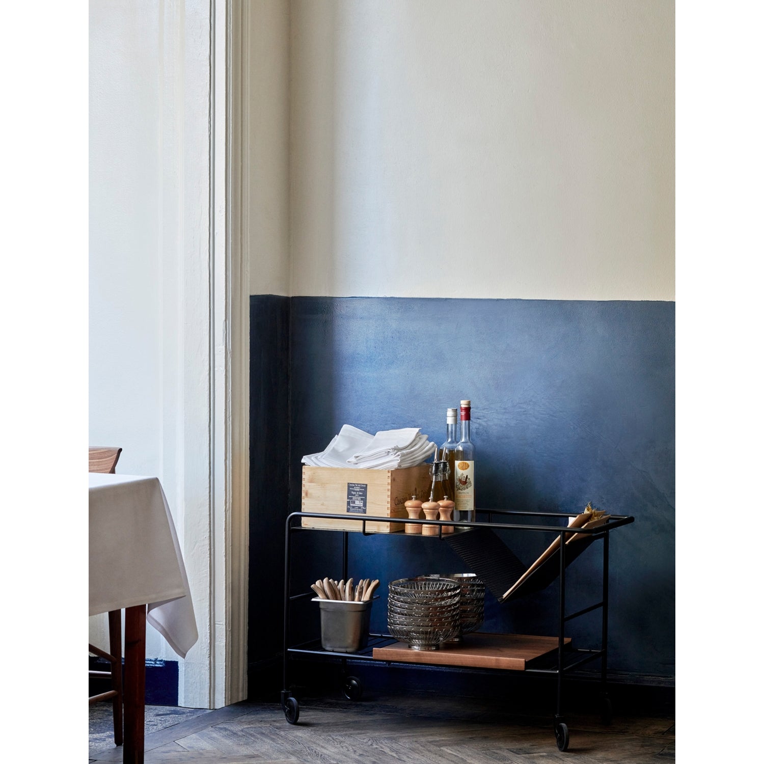 &Tradition steel studio trolley with wooden tray - British product